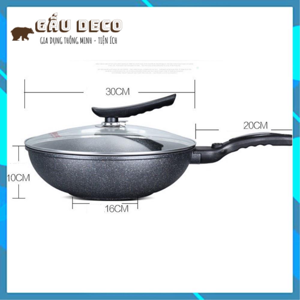 [FREESHIP]  CHẢO ĐÁ SÂU LÒNG HÀN QUỐC SIZE 32CM CÓ NẮP
