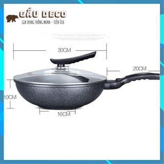 [FREESHIP]  CHẢO ĐÁ SÂU LÒNG HÀN QUỐC SIZE 32CM CÓ NẮP