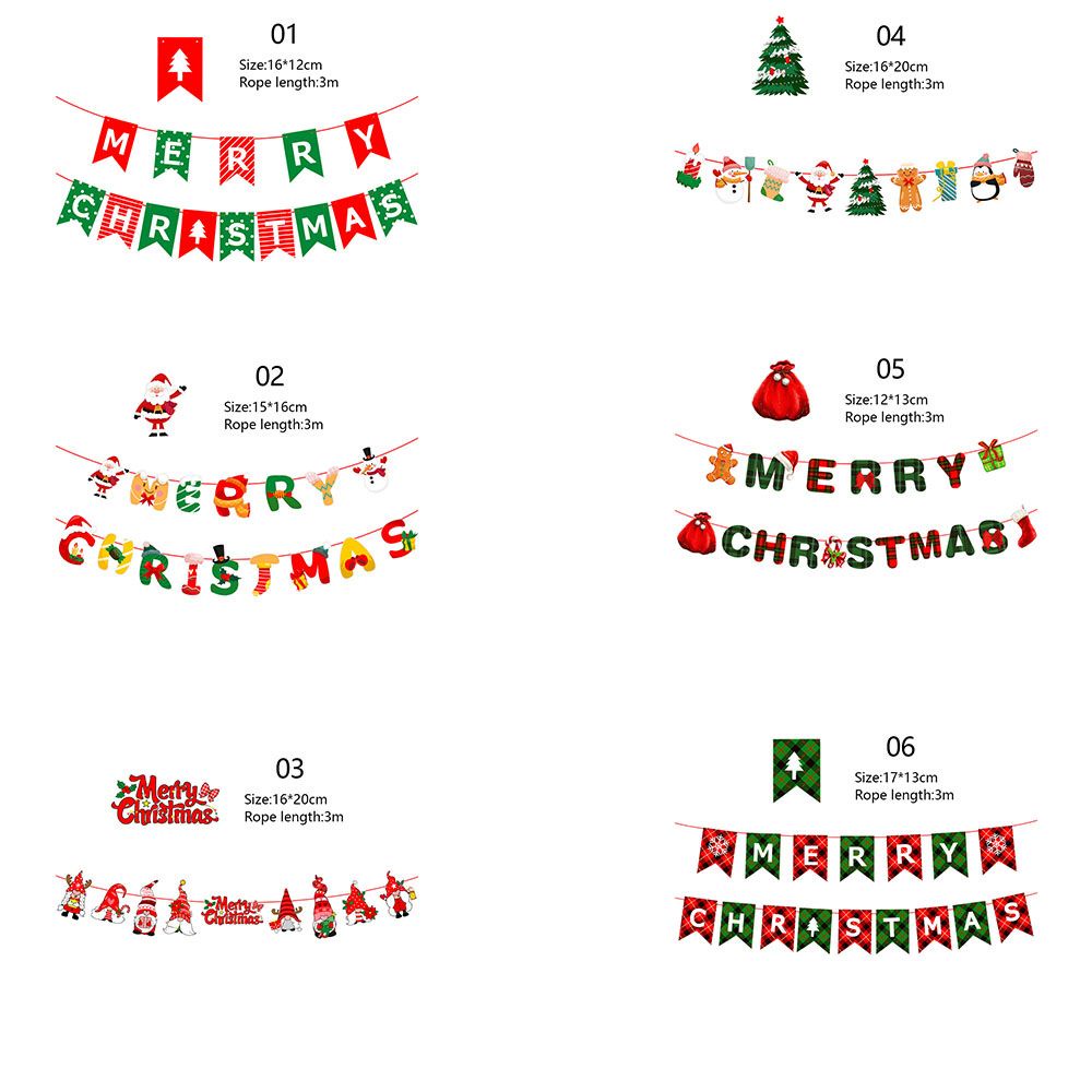 Dây cờ giấy treo trang trí Giáng Sinh hình người tuyết tuần lộc và ông già Noel độc đáo