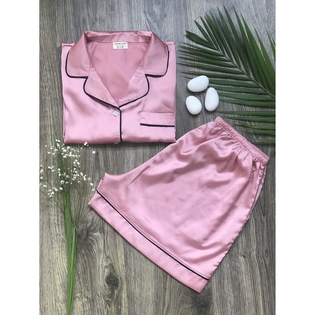 Bộ Pijama lụa màu hồng