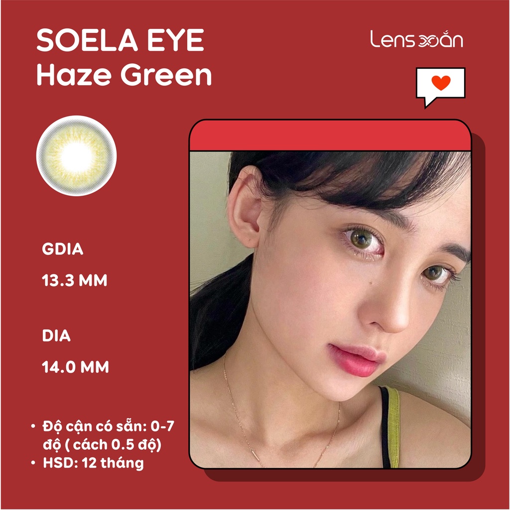 KÍNH ÁP TRÒNG SOELA EYE HAZE GREEN CỦA ISHA : Lens xanh khói tự nhiên  | Lens Xoắn (GIÁ 1 CHIẾC, ĐỌC LƯU Ý KHI ĐẶT)