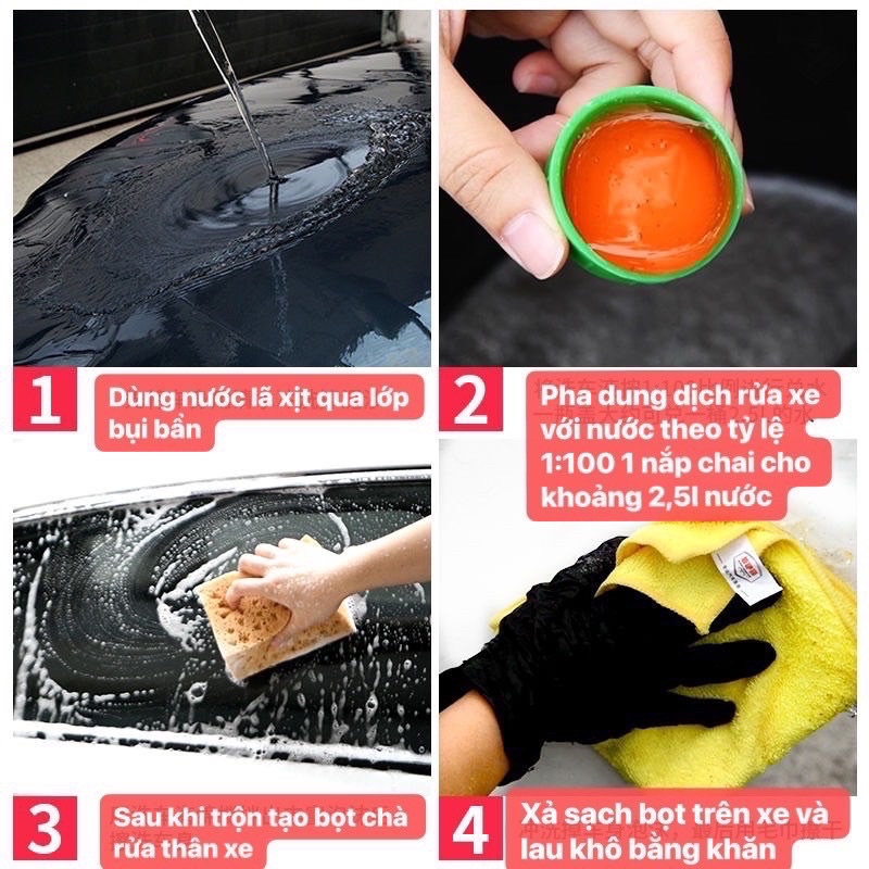 Dung Dịch rửa xe tạo bọt tuyết NaNo Wax Car Wash 1L