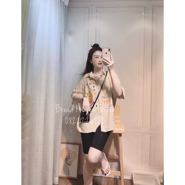 ( Siêu Phẩm ) Áo sơ mi thêu hình gấu Pu