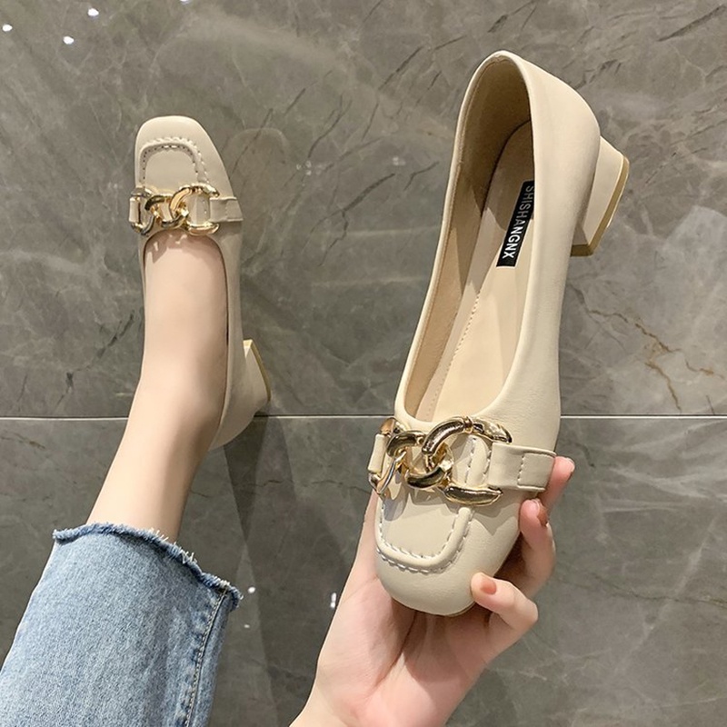 Giày búp bê IELGY mũi vuông đế thấp thời trang Hàn Quốc