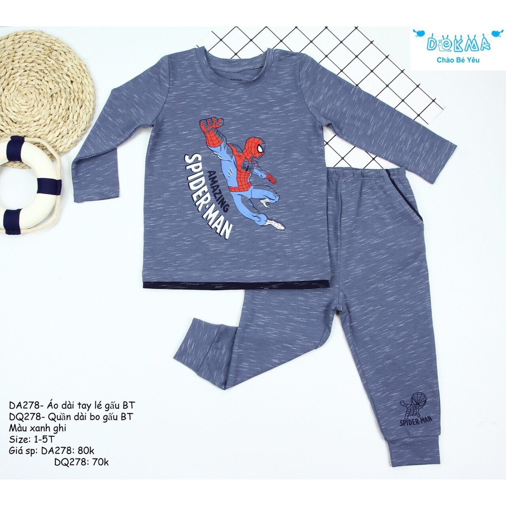 Dokma - Bộ bé trai Spiderman 1-5y chất cotton xước