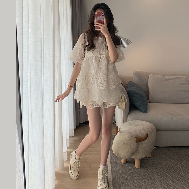 Set Đồ Bộ Ngắn Phối Ren Thời Trang Quyến Rũ Cho Nữ | BigBuy360 - bigbuy360.vn