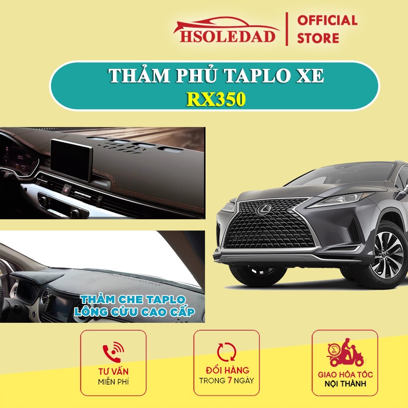 Thảm taplo LEXUS RX350 bằng lông Cừu 3 lớp hoặc Da vân Cacbon