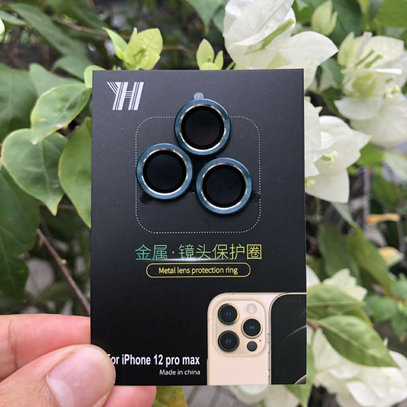 Bộ 3 mắt dán bảo vệ Camera iPhone 12 Mini, 12, 12 Pro, 12 Pro Max kính + vành nhôm siêu đẹp