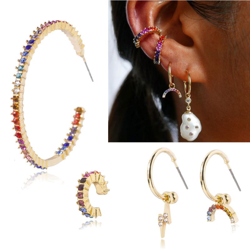 Set 4 Khuyên Tai Nữ Đa Sắc Thời Trang