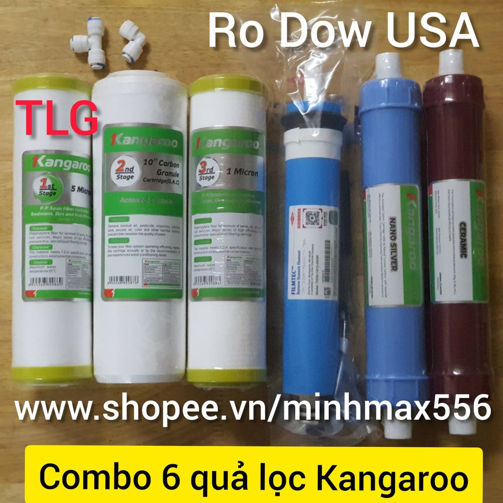 COMBO 6 LÕI LỌC KANGAROO SỐ 1-2-3-4-5-6 NEW [CHINH HANG]  |BỘ LỌC 123 - RO DOW DuPont - NANO SILVER - CERAMIC