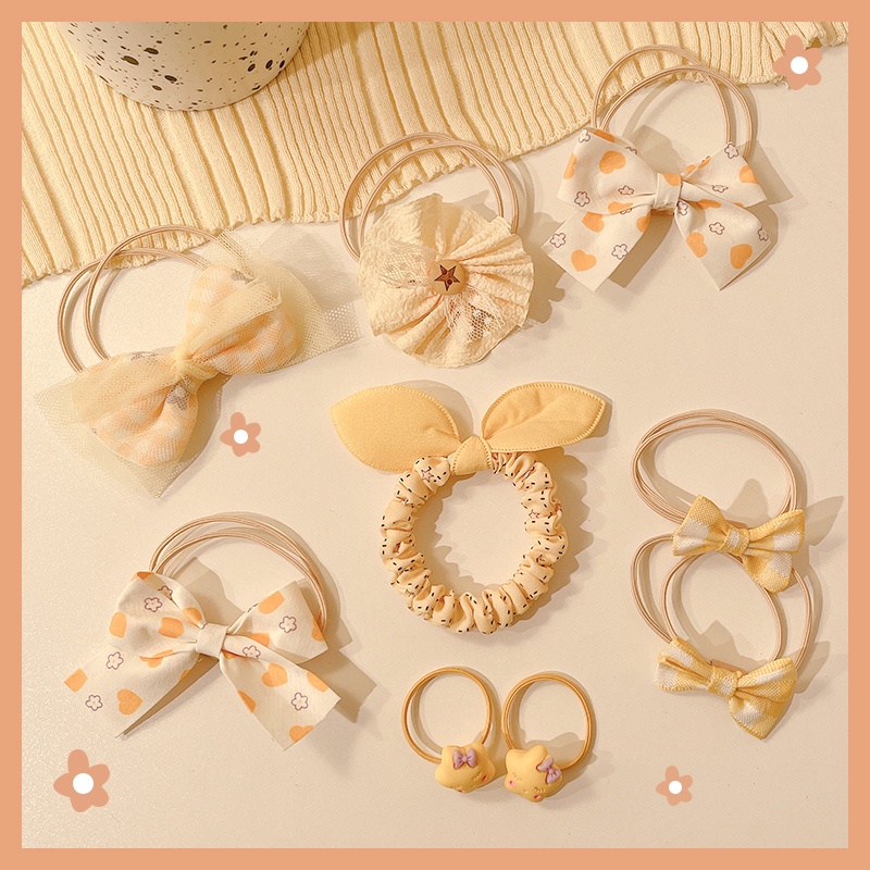 Bộ 10 Dây Cột Tóc Thời Trang Hàn Quốc Xinh Xắn Cho Bé Gái