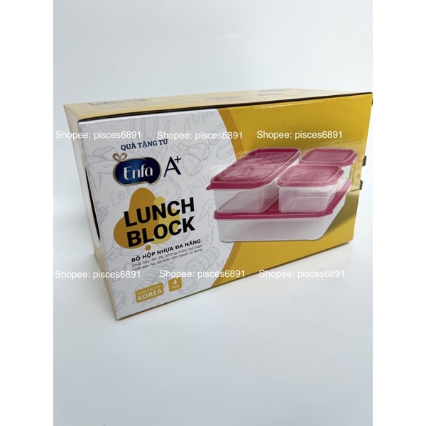 Bộ 4 hộp nhựa đa năng Enfa Lunch Block