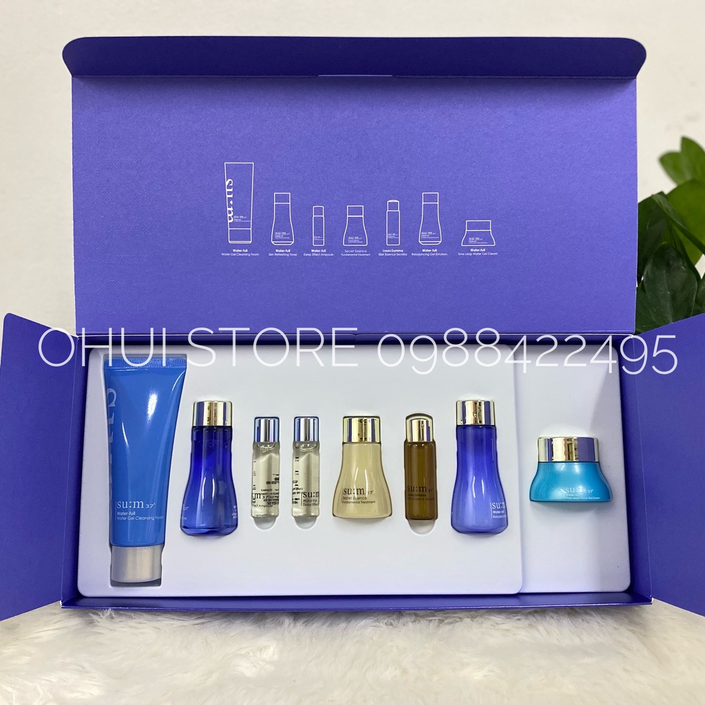 Set cấp nước dưỡng da căng mịn giảm nhăn lão hoá Su:m37 Water-Full 8 sản phẩm - Chính hãng LG Hàn Quốc