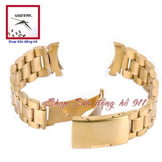 Dây đồng hồ kim loại khóa hộp kiểu Ôm, đầu ôm. Màu Vàng Gold & Demi