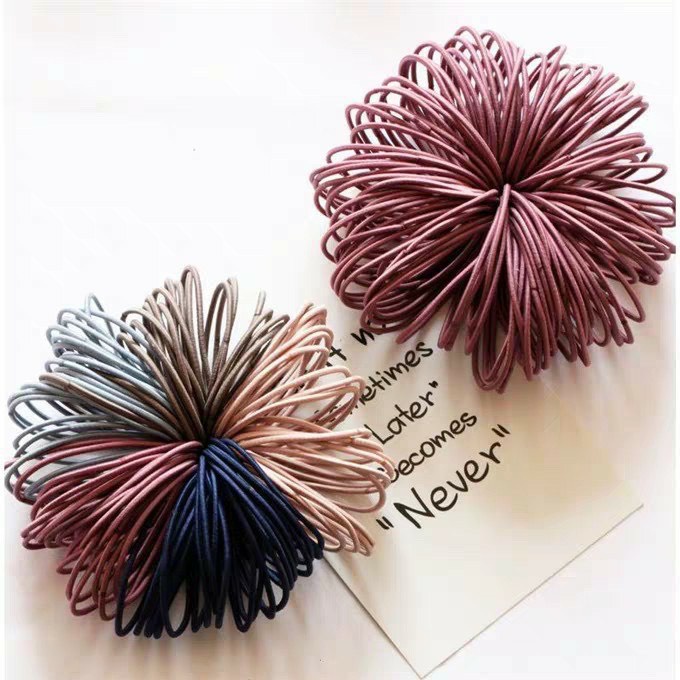 Set 100 Dây Buộc Tóc Kèm Túi Zip