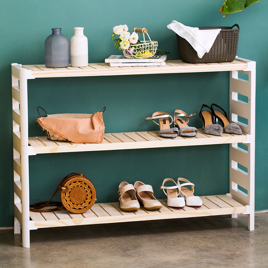 Kệ giày bằng gỗ thông nhật - 2 . 3 tầng 100 cm