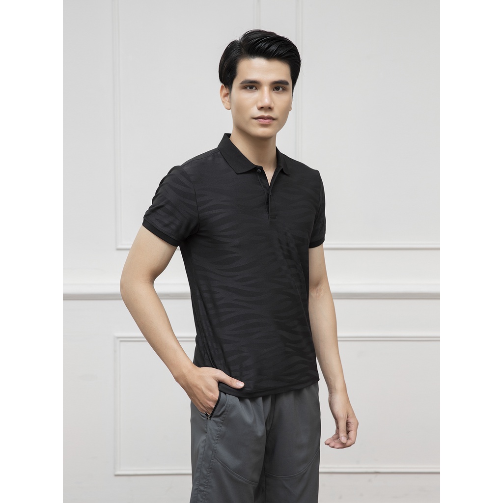 Áo Thun Polo Ngắn Tay Có Cổ Bẻ ARISTINO APS020S1 Áo Phông Nam dệt họa tiết sóng dáng slim fit vải polyester thể thao