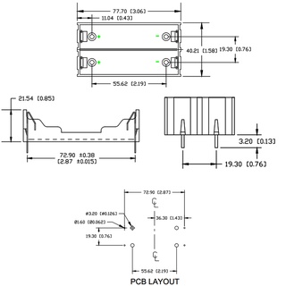Đế pin 18650 hàn PCB 1/2/3/4 cell