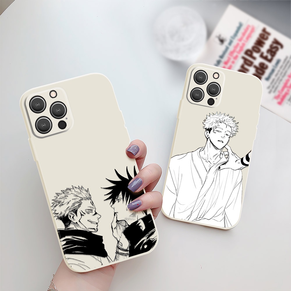 Ốp Điện Thoại Mềm Họa Tiết Anime Jujutsu Kaisen Viền Trắng Cho iPhone 11 Pro Max 12 13 7 8 Plus SE 2022 X XS