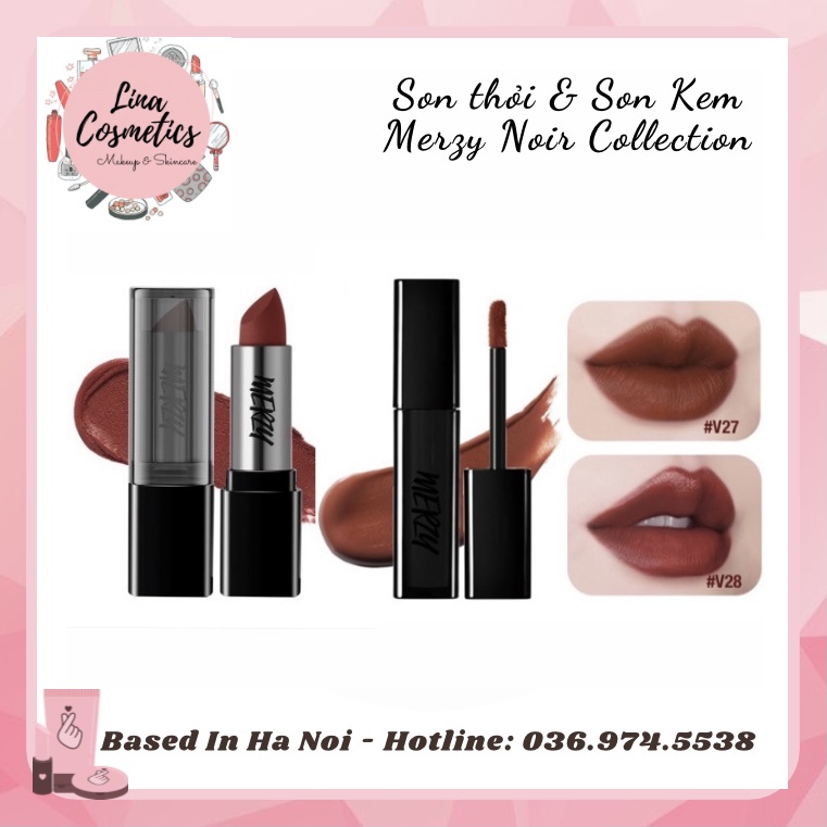 [NEW][Có Sẵn V27 V28] Son Thỏi & Son Kem Lì Merzy Noir Collection Vỏ Đen Màu V23 V24 V25 V26 V27 V28