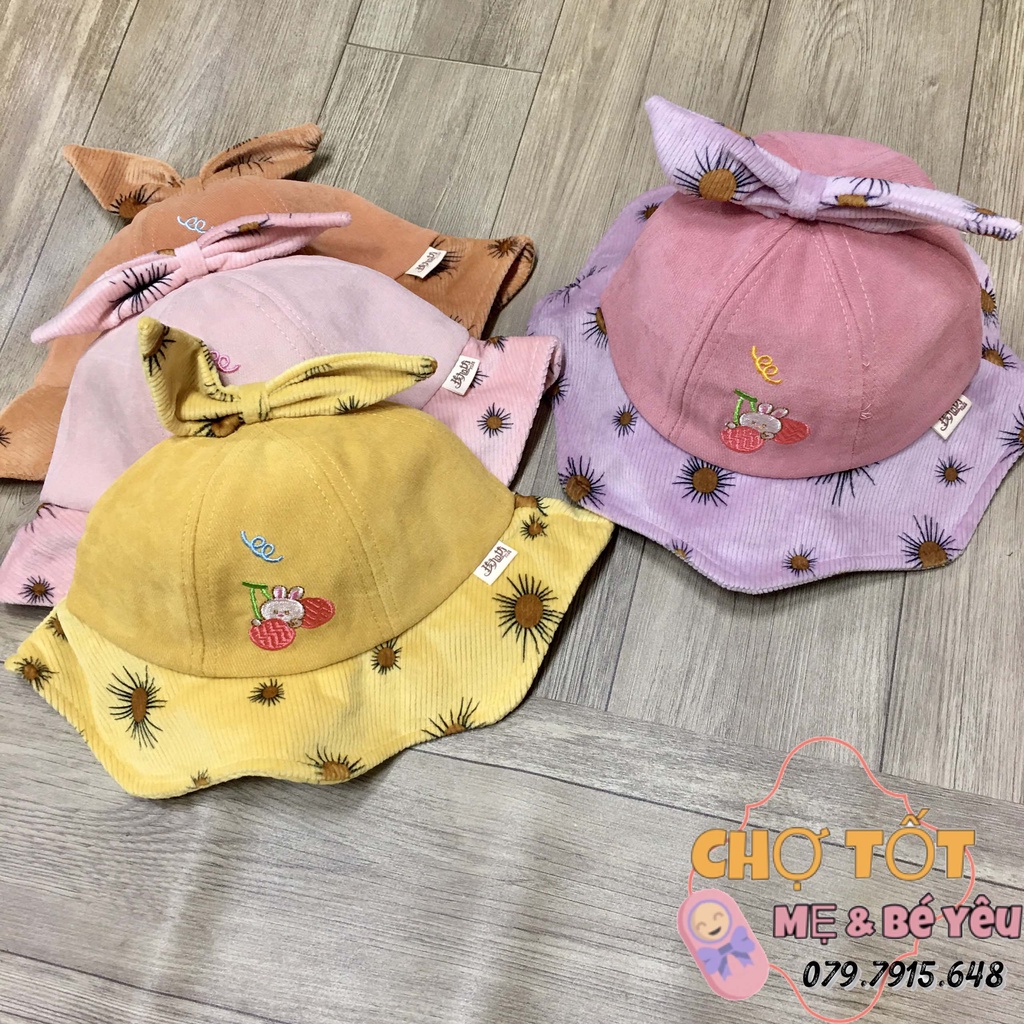 [ẢNH THẬT] Mũ, Nón Bèo Cho Bé Gái Vải Nhung Mềm (12-24 tháng)