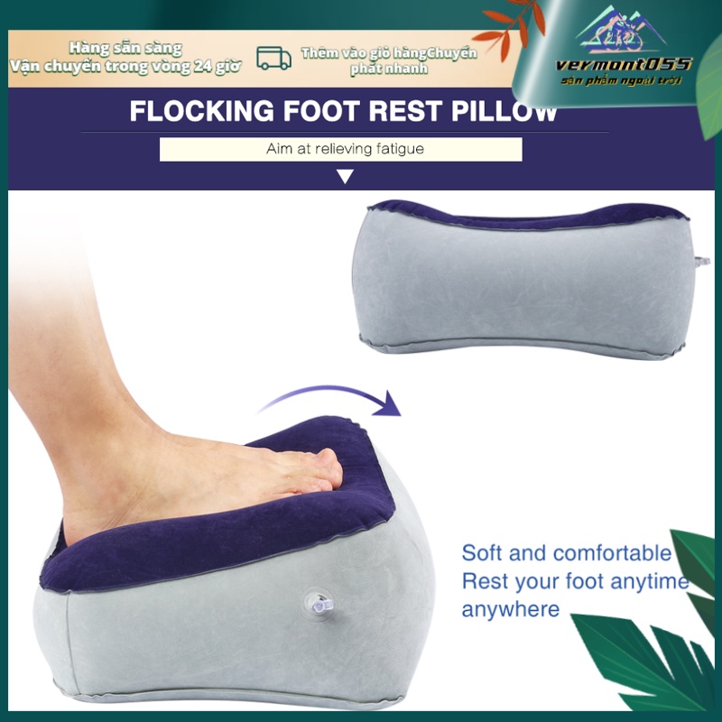 Hàng Hot Bơm hơi Flocking Du lịch Gối mềm Chuyến bay Gối thư giãn Đệm với máy bơm khíHàng giao ngayVermont055