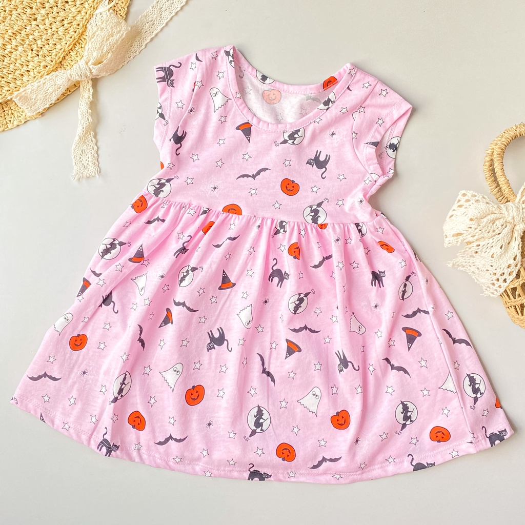 Đầm thun bé gái ngắn tay họa tiết 1 2 3 4 5 tuổi MINTSCLOSET Mint's Closet - GV2022