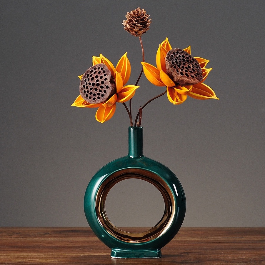 Bình lọ hoa xanh đậm sang trọng decor nhà cửa phong cách bắc âu