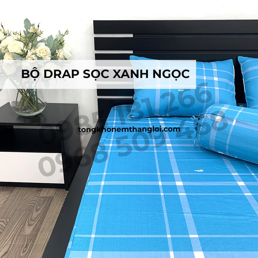 [Ảnh Thật] Sọc Xanh Ngọc - Bộ Drap Cotton 4 món Thắng Lợi Chính Hãng