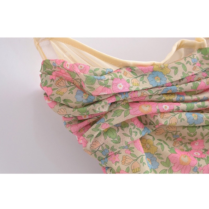 Váy body hai dây hoa nhí bo nhún