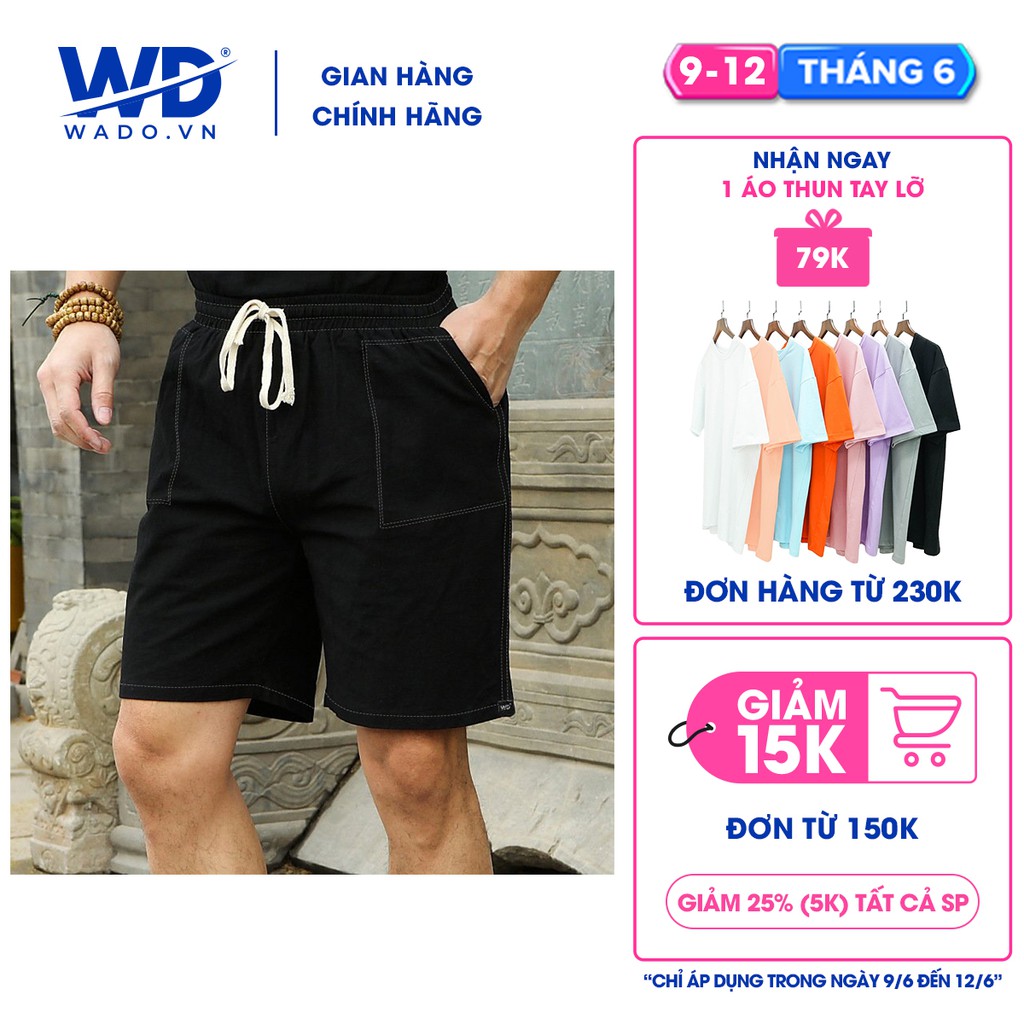 [HÌNH THẬT 100%] Quần đùi unisex nam nữ,  quần short nữ, nam Wado chất đũi dáng suông unisex mặc mát | BigBuy360 - bigbuy360.vn