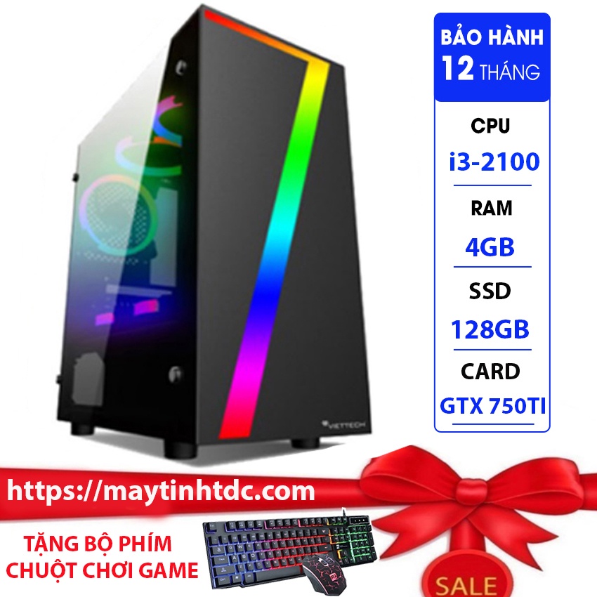 Case MAX PC GAMING X7 CPU Core i3-2100 Ram 4GB SSD 128GB GTX 750TI Chơi PUBG,LOL,CF,Fifa4,Đế chế...+Bộ Phím Chuột Game