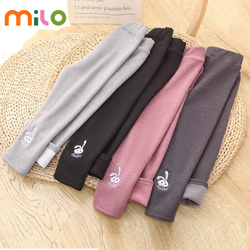 Milo Quần Legging Lót Nhung Thêu Hình Thỏ Dễ Thương Cho Bé Gái
