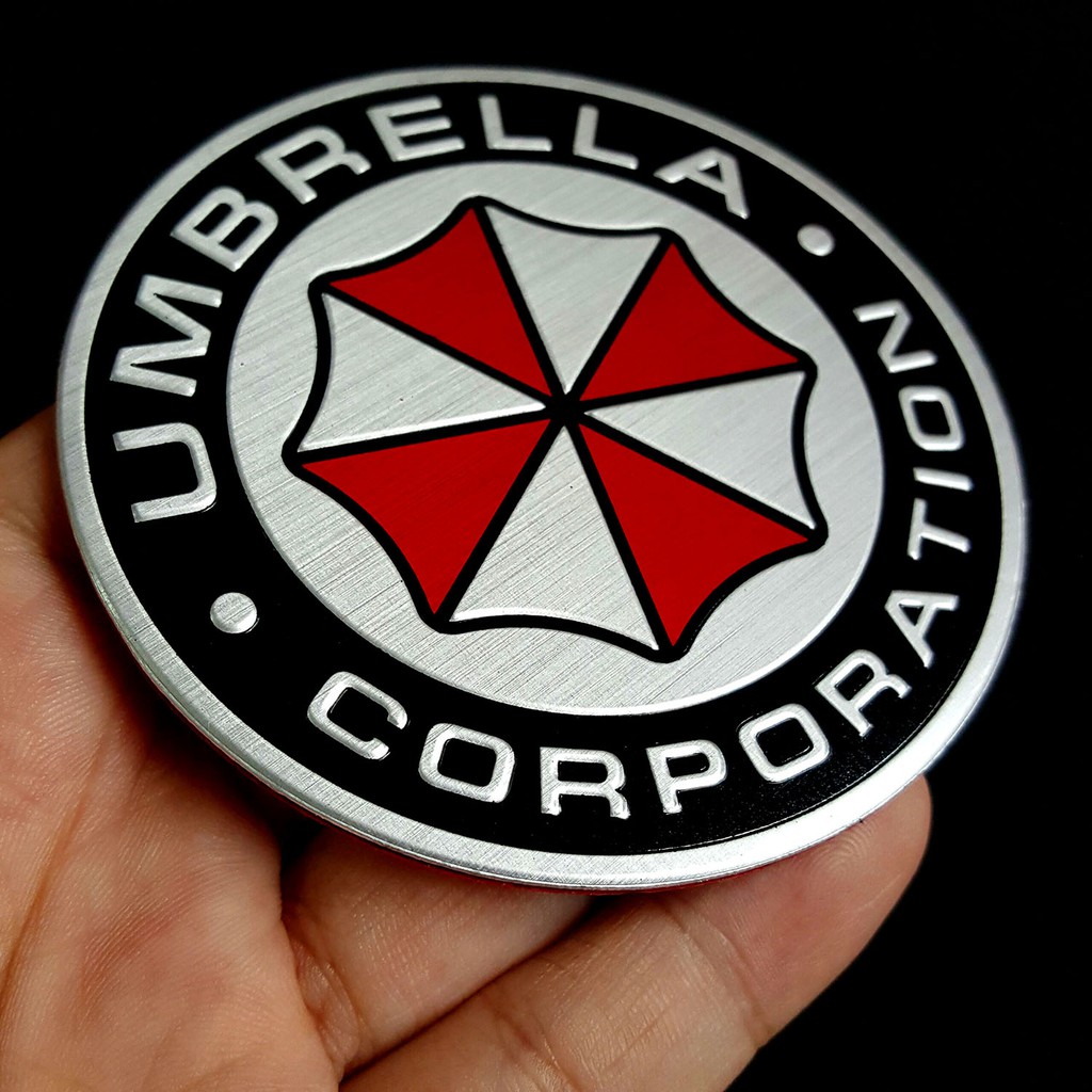 Miếng dán kim loại logo UMBRELLA CORPORATION đường kính 7.5cm