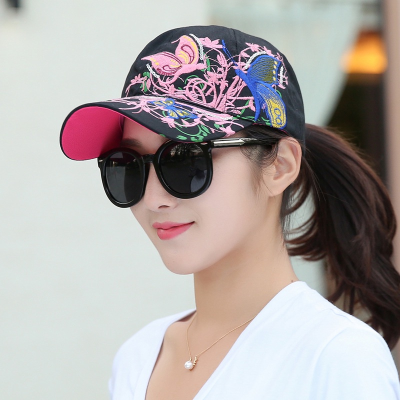 Mũ Lưỡi Trai Thêu Hình Bướm Và Hoa Phong Cách retro Thời Trang Xuân Hè