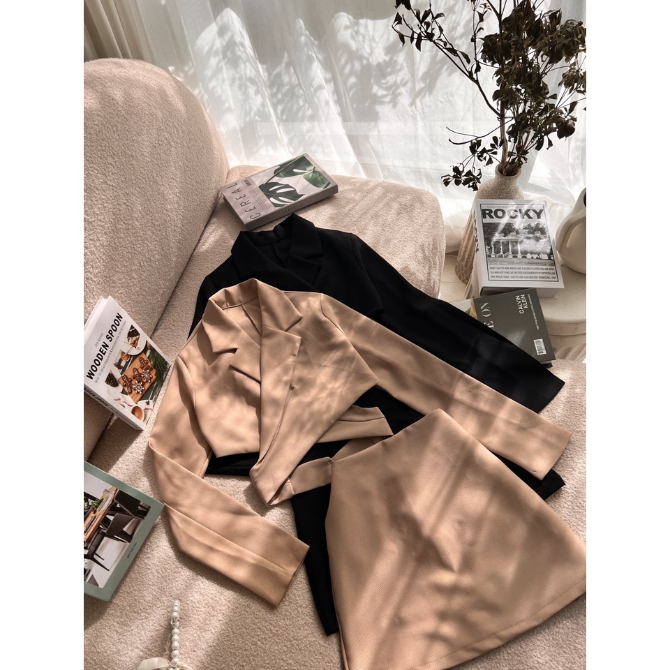 SÉT CROP VEST DÂY CHÉO EO + CHÂN VÁY