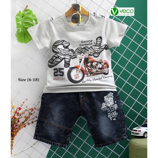 Quần áo trẻ em xuất khẩu cao cấp - Bộ Jean bé trai Sport  thương hiệu Veco