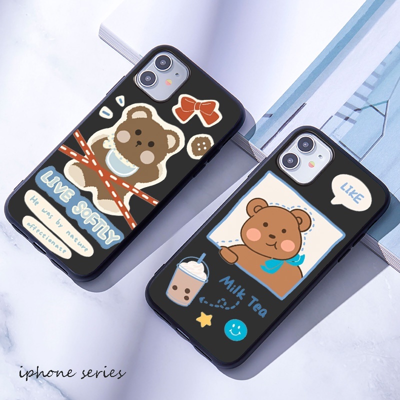 Ốp Lưng compatible for IPhone 12 11 XS Pro Max Mini X XR 8 7 6 6S Plus 5S 5 SE 2020 Vỏ Bảo Vệ Vỏ Điện Thoại Mềm Gấu Bánh Quy-4