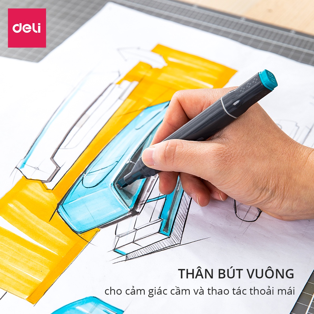 Bút màu marker phiên bản cao cấp hai đầu chuyên nghiệp Deli - họa cụ sử dụng vẽ Anime - 70800