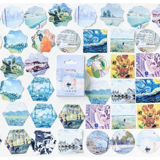 Hộp 46 miếng sticker mẫu các bức tranh art gallery