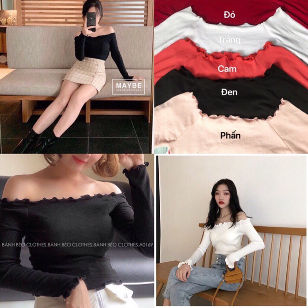 [Mã 11FASHIONSALE1 giảm 10K đơn 50K] Áo thun nữ trễ vai TAY DÀI bánh bèo tiểu thư | BigBuy360 - bigbuy360.vn