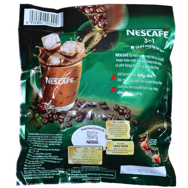 Nescafe 3in1 Đậm vị cà phê - Combo 2 túi x 46 gói