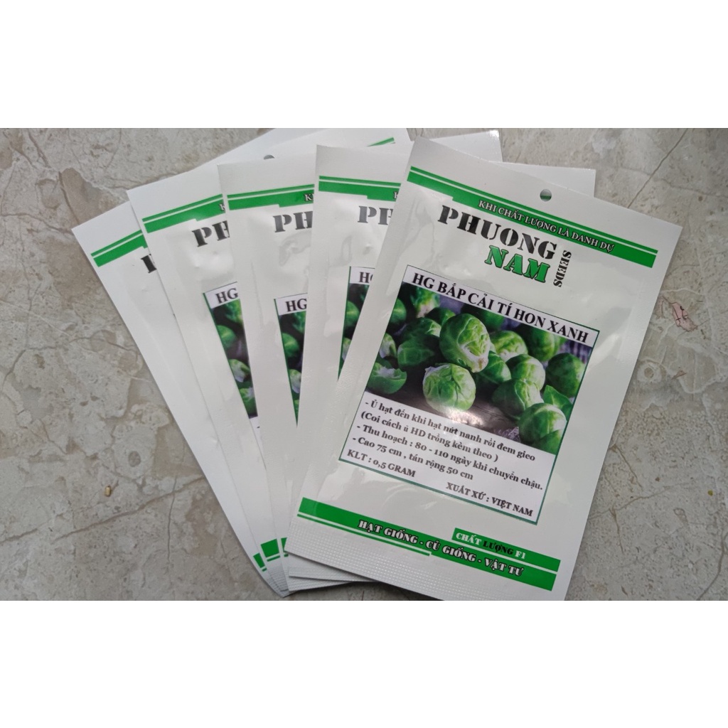 (Sỉ) sét 5 gói hạt giống bắp cải mini, bắp cải tí hon 0.5gr