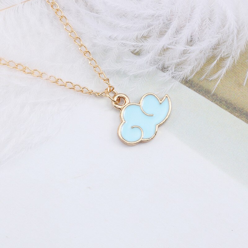 Creative and Simple Colorful Cloud Pendant Necklace, Fashionable Cartoon Golden Clavicle Chain Jewelry