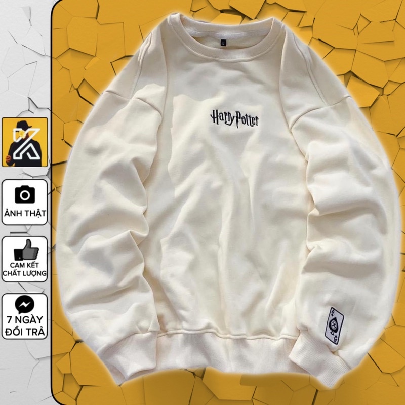 [sẵn] Áo Sweater Dáng Rộng Chữ Thêu HARRY POTTER pqk [ nam nữ mặc ]