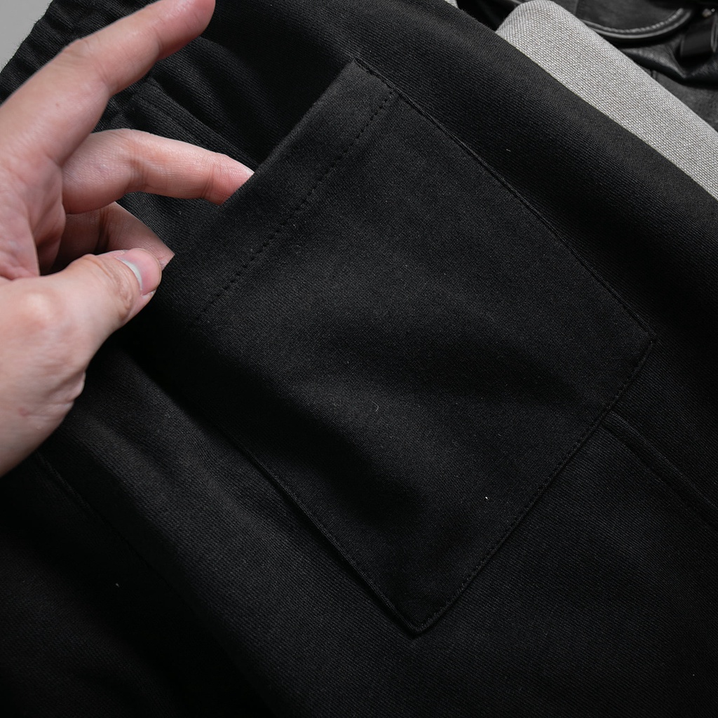 Quần Jogger Nam HUTTON chất kiệu PC COTTON Hàn cao cấp, Ống xuông Đen