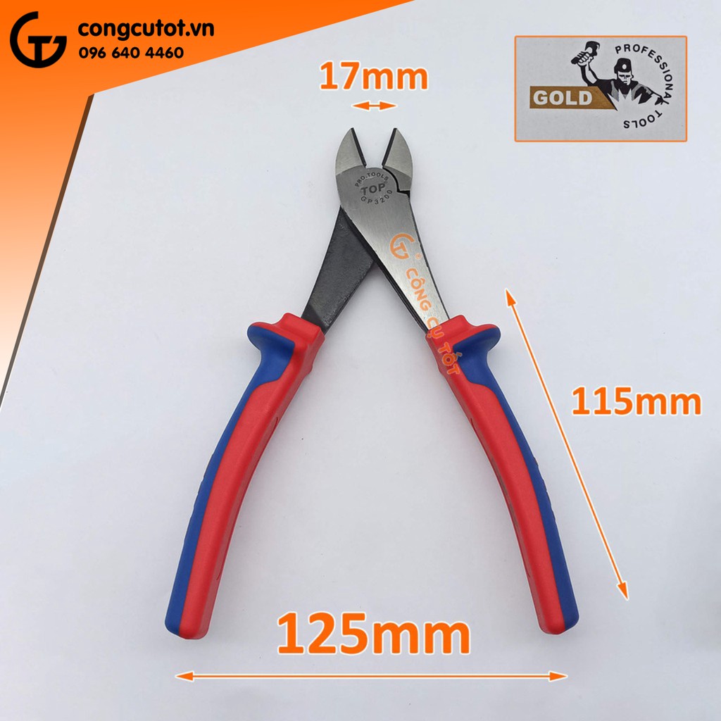 Kìm cắt chéo cao cấp TopGold 200mm lưỡi thép giàu Crôm tôi cao tần độ cứng HRC62