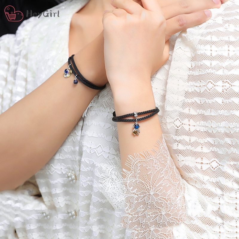 925 bạc sapphire cặp đôi vòng tay không gian