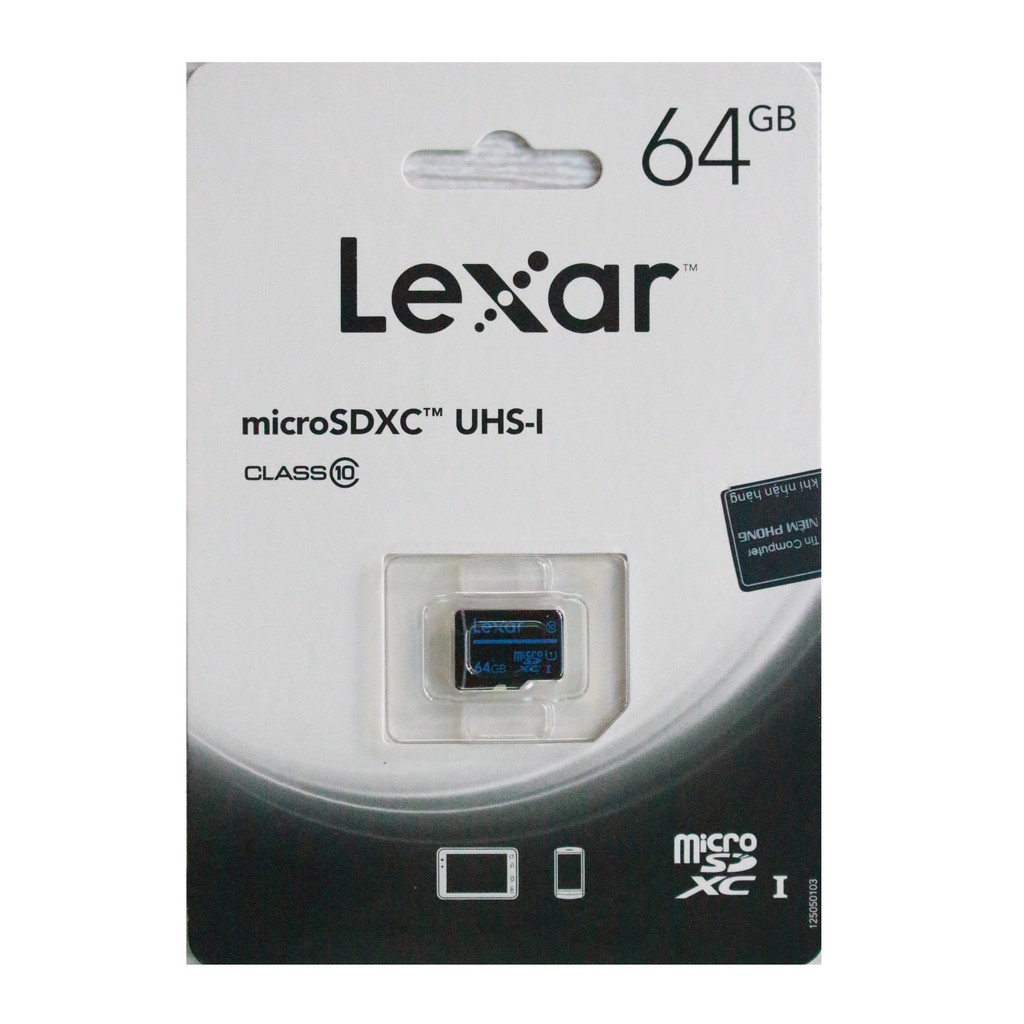 [Mã ELFLASH5 giảm 20K đơn 50K] Thẻ nhớ MicroSDXC Lexar 64GB Class 10 U1 100MB/s (Đen)