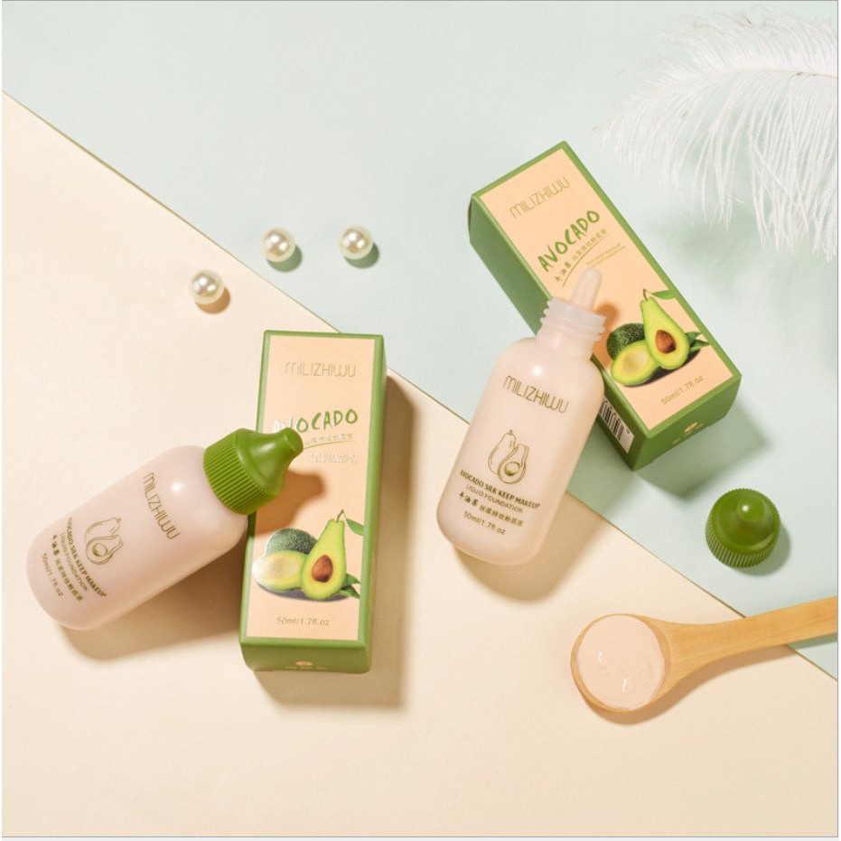 Kem Nền Quả Bơ MILIZHIWU AVOCADO SILK KEEP MAKEUP 50ML Nội Địa Chính Hãng